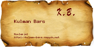 Kulman Bars névjegykártya